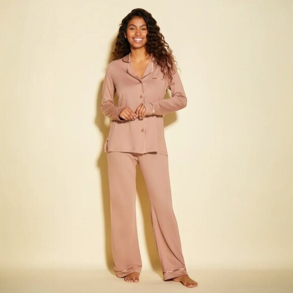 Cosabella Women's Bella Long Sleeve Top & Pants Pajamas Tan Petite Small - Picture 1 of 4